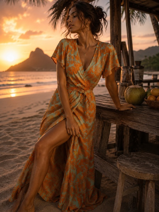 Everything But Water Dresses & Skirts - XIX•Palms Honolulu, Hawaii, tropical wrap, maxi dress| size medium